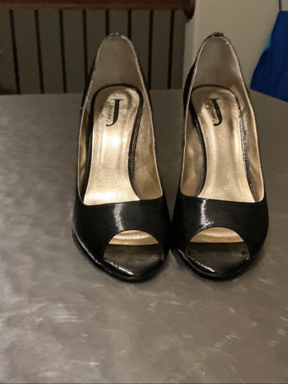 J.Renee Black Peep-Toe High Heels